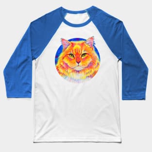 Colorful Orange Tabby Cat Baseball T-Shirt